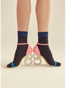 Gabriella Lia носки в полоску и цветной резинкой